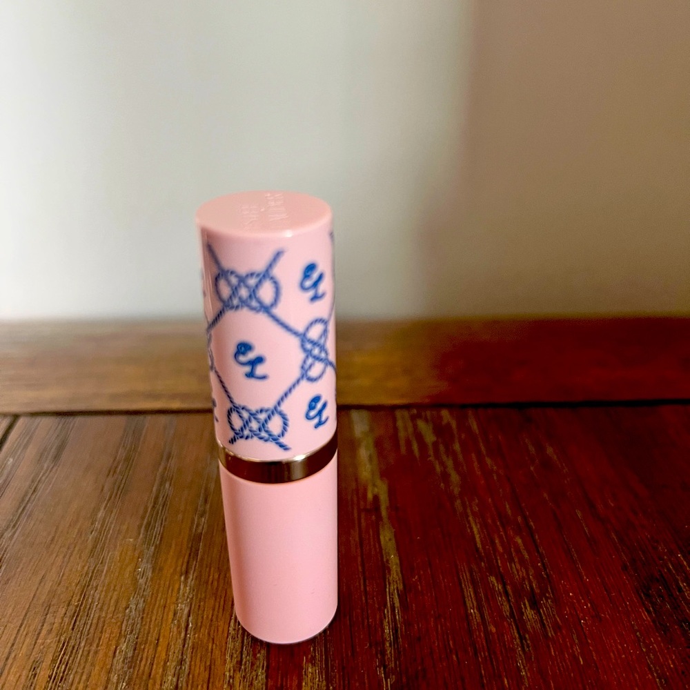 Estee Lauder Pink Lipstick with Blue Pattern